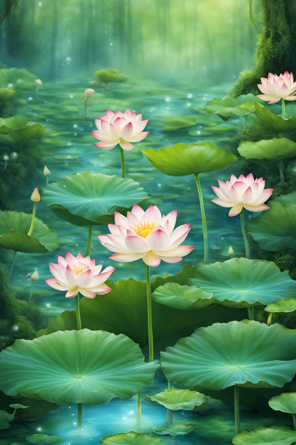 32192-2718885556-_lora_hehua_0.9_,hv, no humans, lily pad, water, scenery, flower, nature, outdoors, forest, lotus, plant, fantasy, moss, leaf, p.png